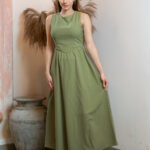 Eva V Line Dress - Sage Green