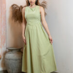 Eva V Line Dress - Light Green