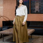 Old Money Olive Skirt